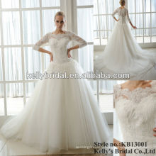 hot ivory three quarter sleeves wedding gowns for sale